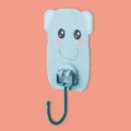 Gancio murale carino elefante cartone animato, gancio adesivo blu senza tracce pratico - Blu