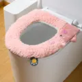 Pauschaler dicker wasserdichter Toilettensitzbezug fuer den Winter, waschbar und warm. - Niedlicher Hund Stil (Mit Griff + Duft) / 1 Stück / Rosa