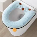 Fundas de asiento de inodoro de felpa azul con cremallera, cojín cálido, 1 pza - Azul claro