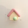 Cute house wall hook punch-free sticky hook, pink roof green knob home decor storage organizer - Creative House-Shaped Hook - Pink