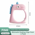 Joli crochet de bureau dinosaure, support de sac rose en ABS portable pour école et bureau. - Rose