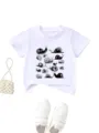 Cute children's white t-shirt featuring black snail print details for casual wear. - Tops / White / 90cm