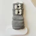 Grey knitted leg warmers with cute bow decorations, winter cozy warm boot socks for women - One Size / Gray