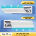Déflecteur d'Air de Climatiseur Version Filtre 90x20cm Couverture de Ventilation Ajustable - Modèle de purification par ions négatifs pour fenêtre latérale [longueur de l'évent max 92 cm]