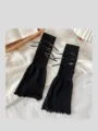 Zwarte y2k beenwarmers met strik stapelsokken zoete stijl mode kousen accessoire - Eén maat / Zwart