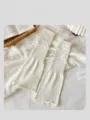 Witte gebreide beenwarmers voor vrouwen, Y2K balletcore stijl lange sokken, zomer dunne variant. - Eén maat / Beige