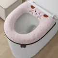 Fundas de asiento de inodoro de felpa con bordado de oveja, cojin de invierno calido y comodo. - Violeta Claro