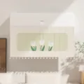Air conditioner wind deflector curtain beige tulip pattern with cute pom-pom fringe variant - Tulip