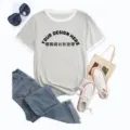 Casual short-sleeve ringer t-shirt in light grey with contrast white trim for women. - S / Tops / Light Gray (Front Middle)