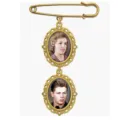DIY antique gold photo pin tray memorial brooch blank vintage oval frame jewelry accessory. - Double-Layer Frame Style / 3x4cm Tray