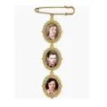 DIY antique gold photo pin tray, vintage triple oval frame brooch for memorial gifts. - Triple-Layer Frame Style / 3x4cm Tray