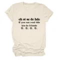 Crochet funny letter print women round neck short sleeve casual t-shirt daily wear - S / Tops / Sand