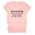Pink crochet lover t-shirt detail showing funny text print and casual short sleeve design. - S / Tops / Pink