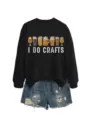 Casual black crewneck sweatshirt featuring funny beer graphic and craft lettering detail view. - S / Tops / Black (White Print)