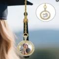 DIY graduation cap tassel pendant charm custom photo memorial jewelry rhinestone frame gold - 18