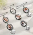 Custom photo brooch pin setting empty oval tray DIY memory jewelry accessory detail view - 20
