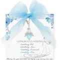 Bridal blue pearl guardian angel charm pendant with wedding blessing card and bow accessory - New Style 2: Bowknot Pearl Angel