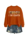 Women's funny beer glasses graphic print long sleeve orange sweatshirt detail view. - S / Tops / Burnt Orange (White Graphic)