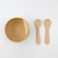 Silicone baby feeding set featuring a slanted bowl, ergonomic fork and spoon for toddlers. - Morandi White (Snail Bowl 2-Piece Set)