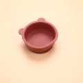 Cute silicone baby suction bowl with bear ears, food grade infant feeding tableware. - Bear Bowl / Brick Red
