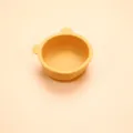 Yellow silicone baby suction bowl with cute bear ears, anti-scald toddler feeding dish. - Bear Bowl / Turmeric