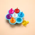 Colorful 7-hole ice pop mold silicone popsicle maker with colorful handles for DIY - 7-Hole Baby Food Mold (Blue)