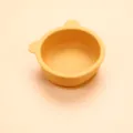Yellow silicone baby suction bowl with cute bear ears design for infant toddler feeding training - Bear Bowl / Turmeric