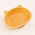 Cute bear silicone baby bowl, food-grade anti-drop toddler feeding tableware for food. - Oval Bear-Shaped Bowl (Ginger Yellow)