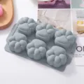 Grey 6-cavity paw silicone mold for DIY cake, jelly and baby food preparation items. - Cat Paw Mold / Gray