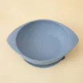 Silicone baby suction bowl football shaped toddler feeding dish infant tableware solid grey blue - Grey Blue