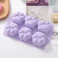 Purple silicone paw mold, 6-cavity baking tool for homemade baby food and delicious jelly. - Cat Paw Mold / Purple