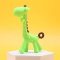 Green silicone giraffe teether for babies, safe soft teething toy, cute animal design. - Giraffe / Green