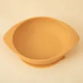 Silicone football baby suction plate, heat resistant infant feeding dish with strong base. - Turmeric