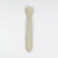 Baby silicone training spoon khaki color variant, flexible feeding utensil for infant. - Off White
