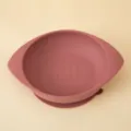 Silicone baby suction plate in mauve football shape, perfect for toddler feeding and weaning. - Brick Red