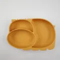 Silicone baby divided feeding plate cute cartoon animal design yellow toddler food training dish - Dinner Plate / Turmeric