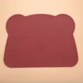 Silicone bear placemat in dark red, heat resistant durable baby feeding mat for daily use. - Bear Placemat (Brick Red)