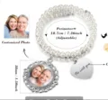 Customized DIY photo pearl wrap bracelet with round picture charm and engraved heart pendant. - Bracelet + 1 Photo