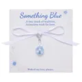 Bridal charm blue pearl pendant bouquet accessory with white ribbon and greeting card - New Style 10