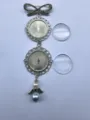 Bridal bouquet charm DIY set with bow brooch pin, bezel trays, glass domes and angel pendant. - New Style 11