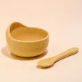 Silicone baby suction bowl and spoon set food grade toddler feeding tableware training bowl. - Snail Bowl + Long-Handled Single Spoon (Ginger Yellow)