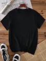 Casual solid color short sleeve T-shirt, crew neck basic blank top for men and women. - Black