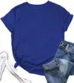T-shirt manica corta casual blu reale, top classico girocollo monocolore per uso quotidiano. - Taglia S / blu retrò