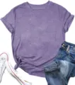 T-shirt viola a maniche corte comoda e casual, top tinta unita ideale per tutti i giorni. - Taglia S / Top / Viola