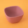 Mini silicone baby bowl square food grade infant feeding tableware cute pink item - Brick Red