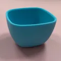 Blue silicone baby mini bowl, square food grade infant feeding tableware for daily use. - Blue
