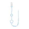 Light blue silicone pacifier clip with star beads, safe baby teething chain for infants. - Star Blue