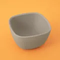 Grey square silicone baby mini feeding bowl, toddler food container for daily use at home. - Gray