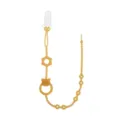 Silicone pacifier clip for babies, teething chain and anti-drop strap in yellow brown. - Bear Nano Silver
