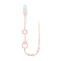 Pink silicone baby pacifier clip teether chain, anti-drop soothing beaded strap for infants. - Bear Pattern Pink